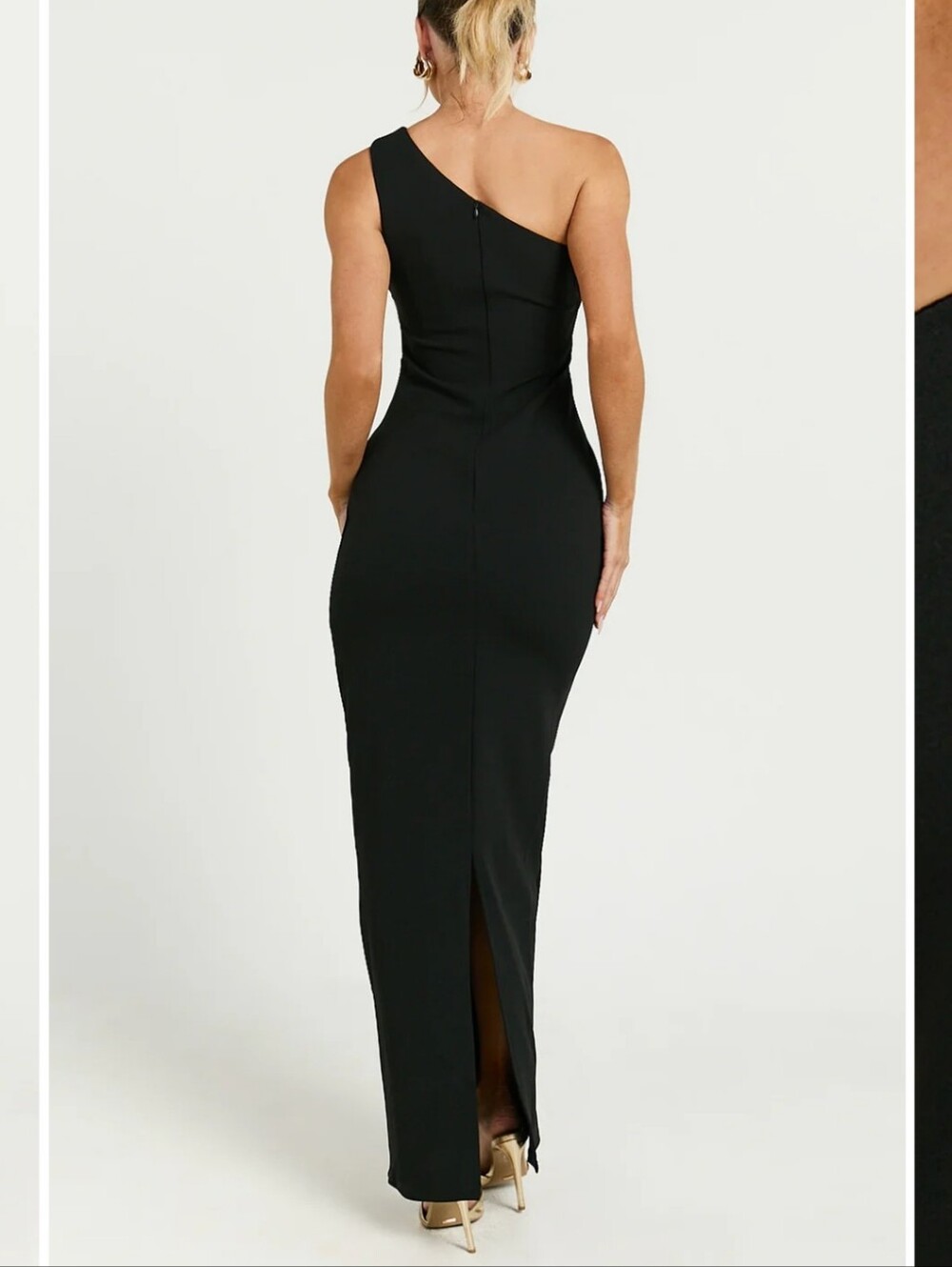 YH & Co Criselda One Shoulder Maxi Dress Black Formal Gown Size 8 NWT - Picture 6 of 15